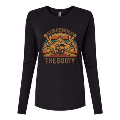 Surrender The Booty Pirate Gift Jolly Roger Flag Halloween Womens Cotton Relaxed Long Sleeve T-Shirt