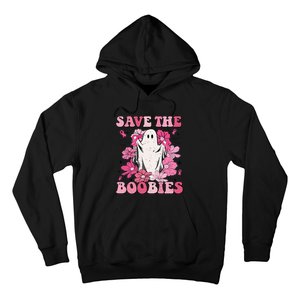 Save The Boobies Pink Ghost Woman Breast Cancer Halloween Hoodie