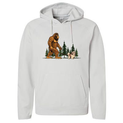 Shih Tzu Bigfoot Dog Walking Dog Mom Dad Performance Fleece Hoodie