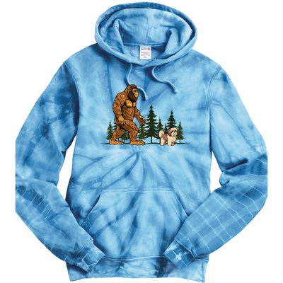 Shih Tzu Bigfoot Dog Walking Dog Mom Dad Tie Dye Hoodie