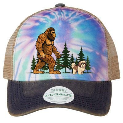 Shih Tzu Bigfoot Dog Walking Dog Mom Dad Legacy Tie Dye Trucker Hat