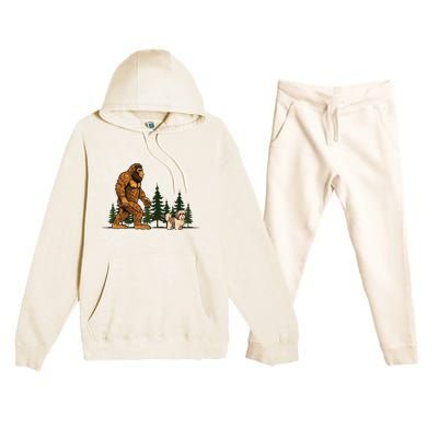 Shih Tzu Bigfoot Dog Walking Dog Mom Dad Premium Hooded Sweatsuit Set