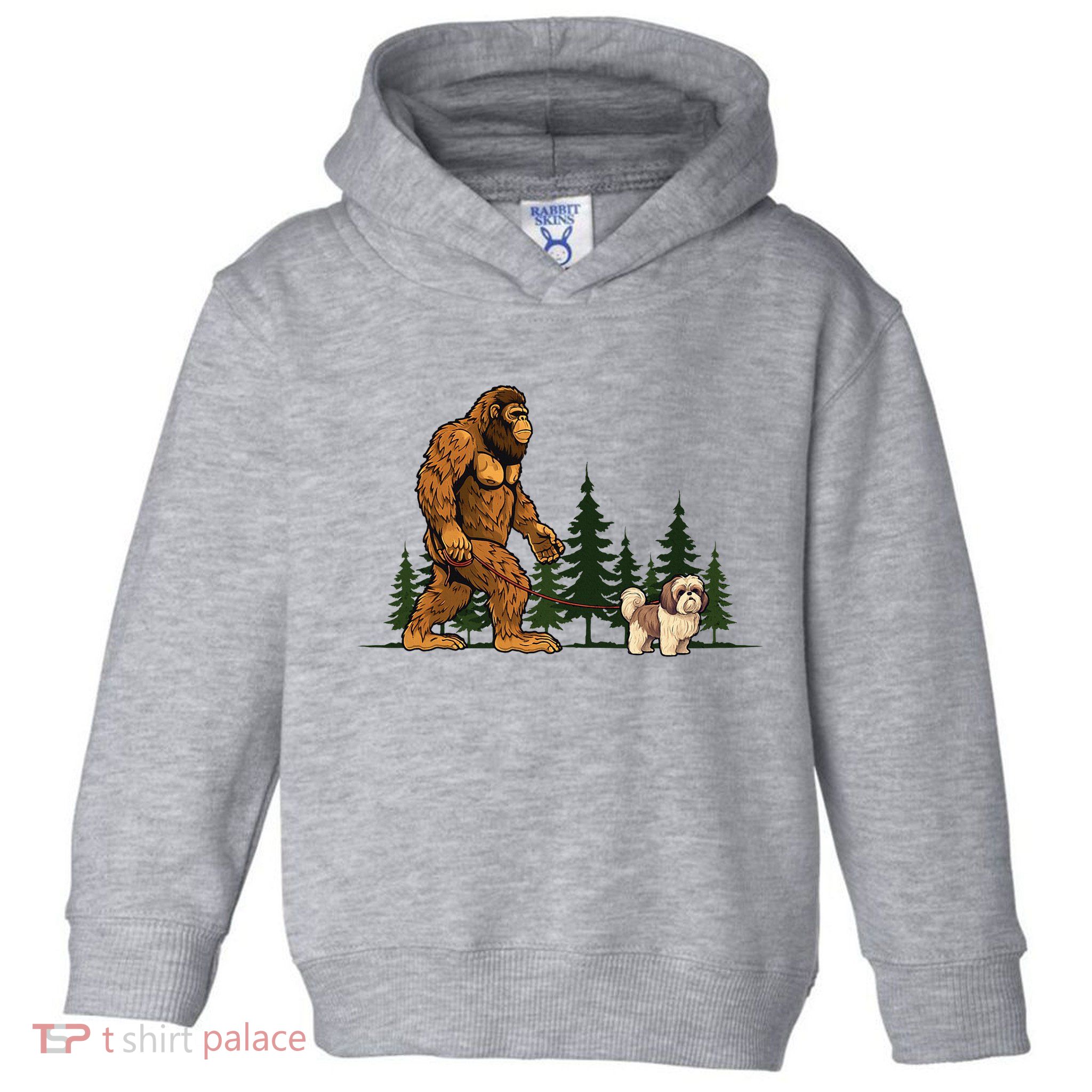 Shih Tzu Bigfoot Dog Walking Dog Mom Dad Toddler Hoodie