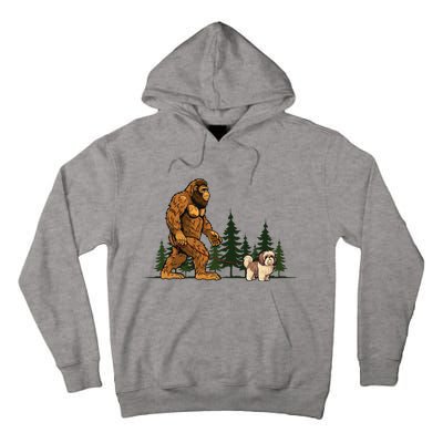 Shih Tzu Bigfoot Dog Walking Dog Mom Dad Tall Hoodie