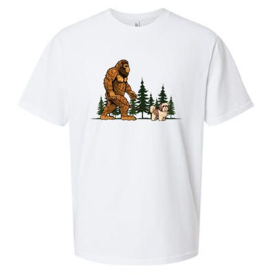 Shih Tzu Bigfoot Dog Walking Dog Mom Dad Sueded Cloud Jersey T-Shirt