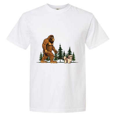 Shih Tzu Bigfoot Dog Walking Dog Mom Dad Garment-Dyed Heavyweight T-Shirt