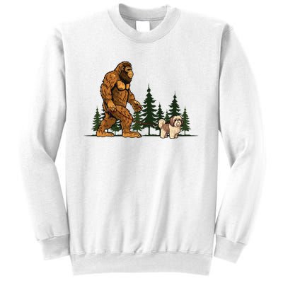 Shih Tzu Bigfoot Dog Walking Dog Mom Dad Sweatshirt