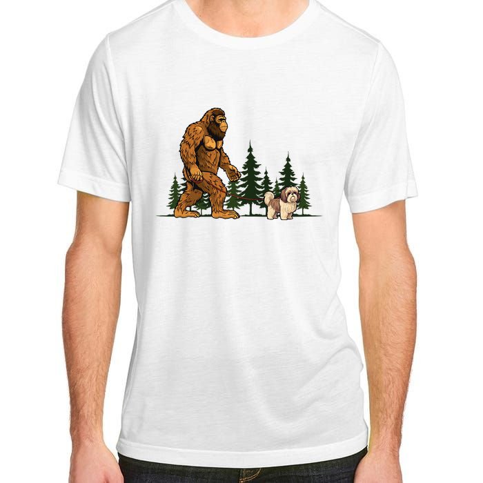 Shih Tzu Bigfoot Dog Walking Dog Mom Dad Adult ChromaSoft Performance T-Shirt