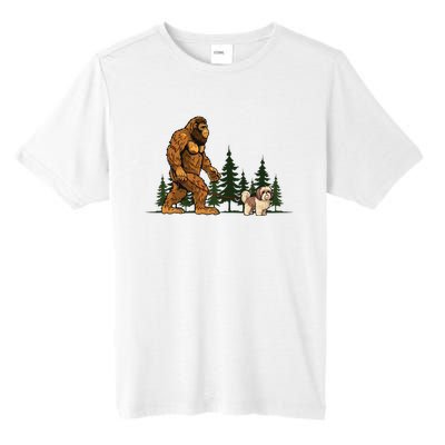 Shih Tzu Bigfoot Dog Walking Dog Mom Dad Tall Fusion ChromaSoft Performance T-Shirt