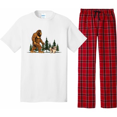 Shih Tzu Bigfoot Dog Walking Dog Mom Dad Pajama Set