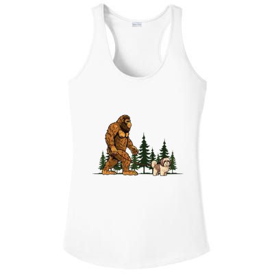 Shih Tzu Bigfoot Dog Walking Dog Mom Dad Ladies PosiCharge Competitor Racerback Tank