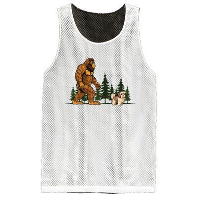 Shih Tzu Bigfoot Dog Walking Dog Mom Dad Mesh Reversible Basketball Jersey Tank