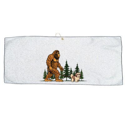Shih Tzu Bigfoot Dog Walking Dog Mom Dad Large Microfiber Waffle Golf Towel
