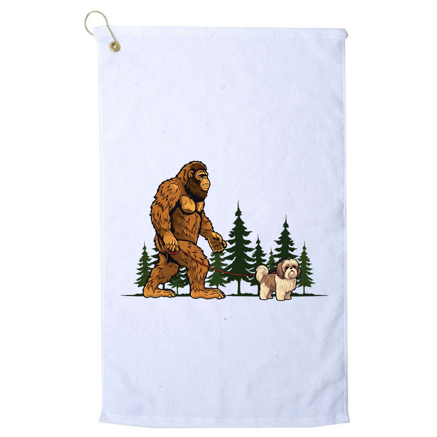Shih Tzu Bigfoot Dog Walking Dog Mom Dad Golf Towel