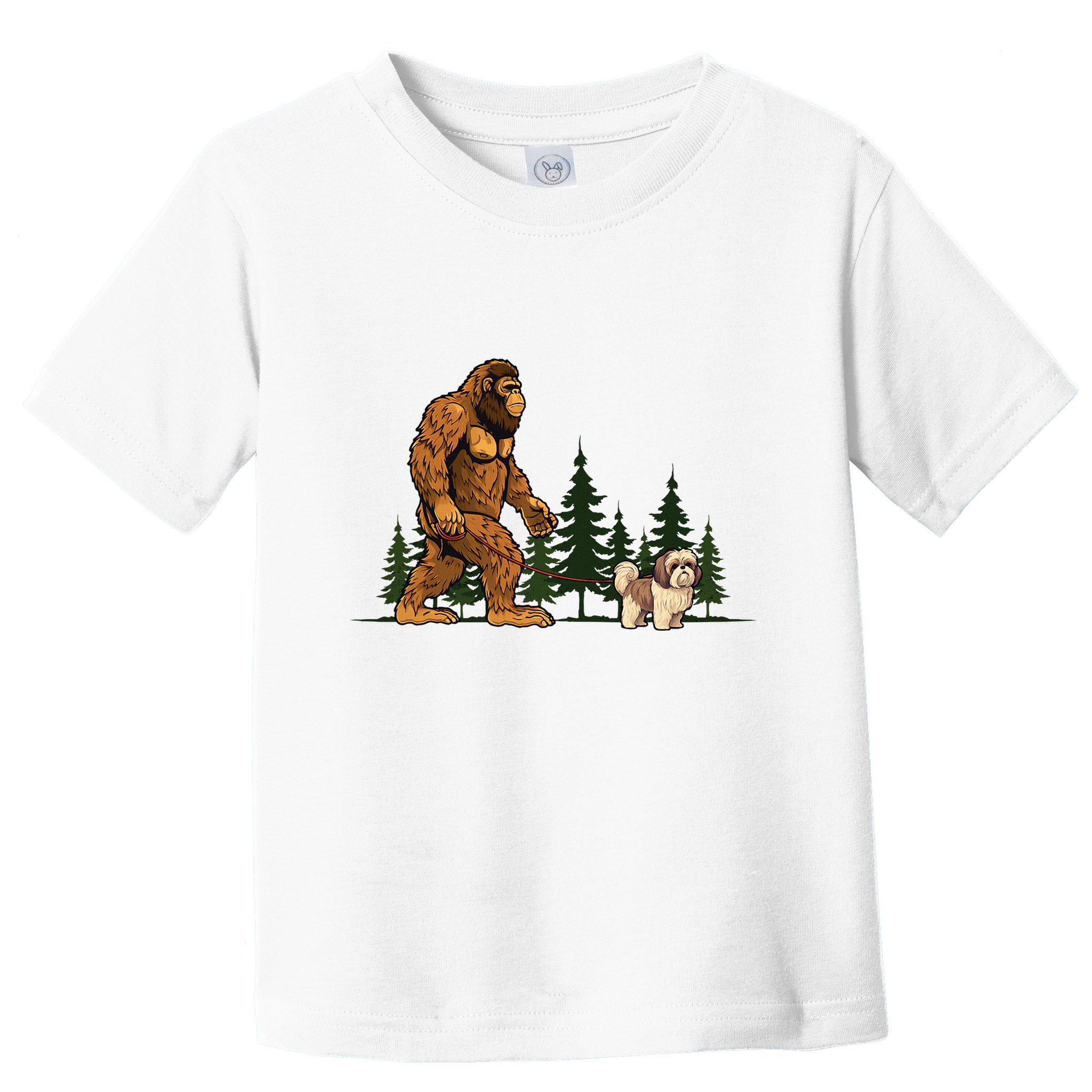 Shih Tzu Bigfoot Dog Walking Dog Mom Dad Toddler T-Shirt