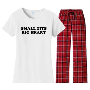 Small Tits Big Heart Funny Trendy Women's Flannel Pajama Set