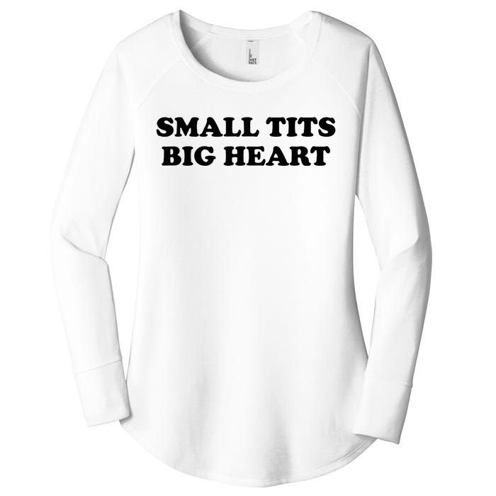 Small Tits Big Heart Funny Trendy Women's Perfect Tri Tunic Long Sleeve Shirt