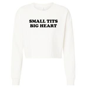 Small Tits Big Heart Funny Trendy Cropped Pullover Crew