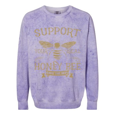 Save The Bees Local Honey Bee Support Colorblast Crewneck Sweatshirt