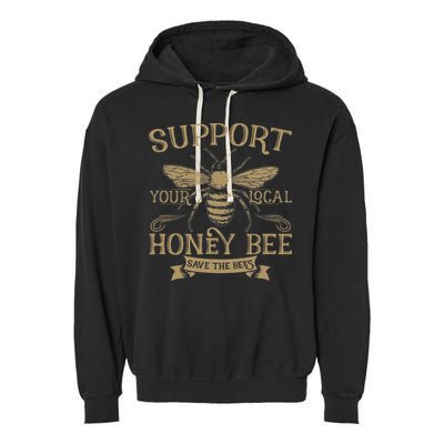 Save The Bees Local Honey Bee Support Garment-Dyed Fleece Hoodie