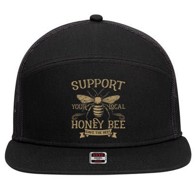 Save The Bees Local Honey Bee Support 7 Panel Mesh Trucker Snapback Hat