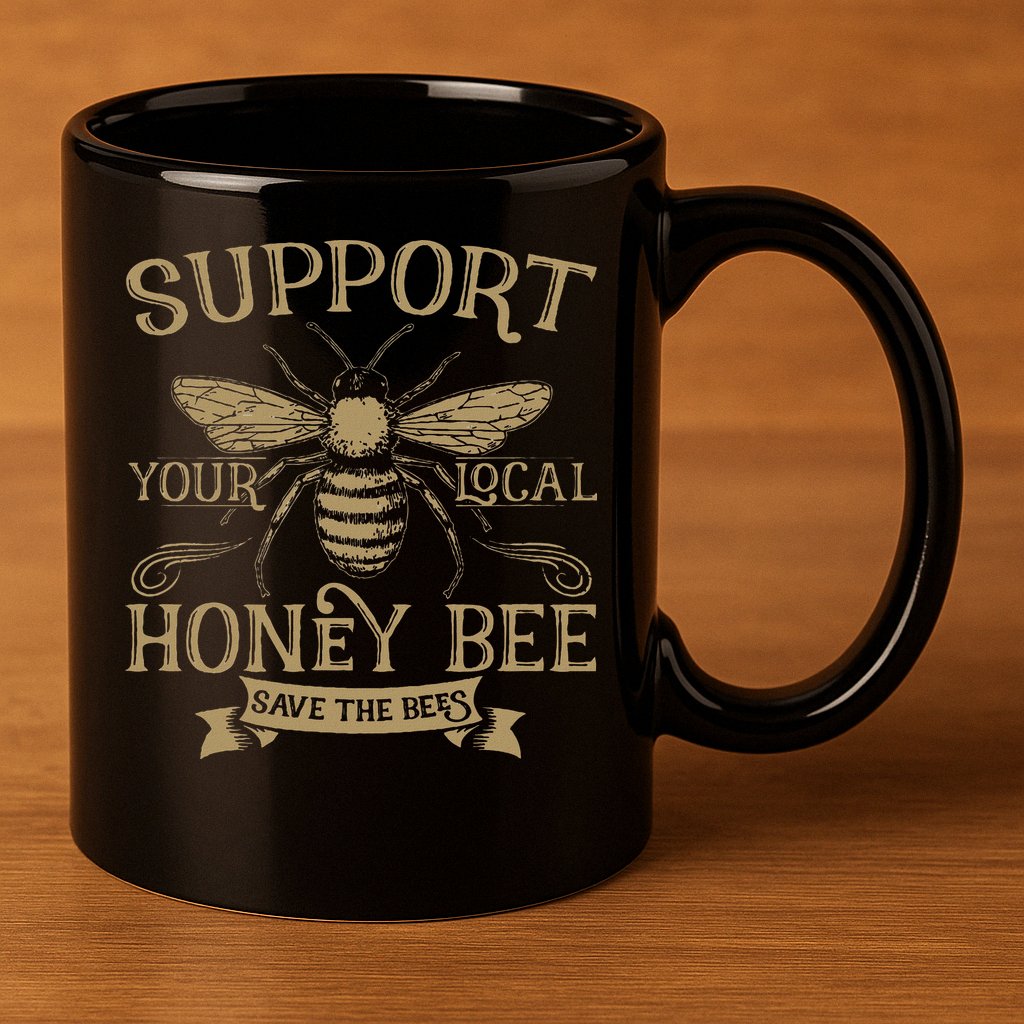 Save The Bees Local Honey Bee Support 11oz C Handle Ceramic Mug