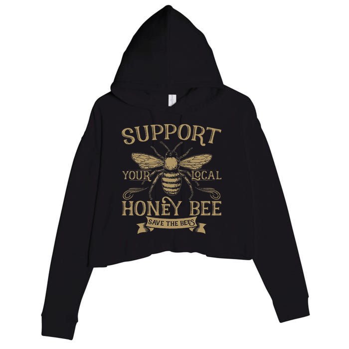 Save The Bees Local Honey Bee Support Crop Fleece Hoodie