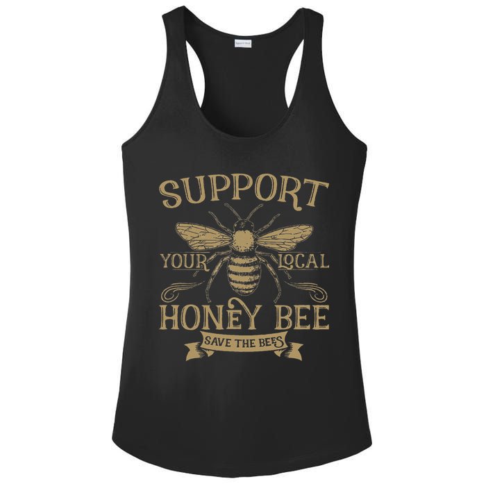 Save The Bees Local Honey Bee Support Ladies PosiCharge Competitor Racerback Tank