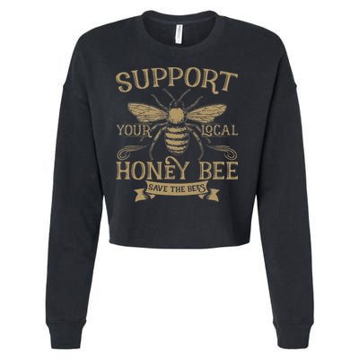 Save The Bees Local Honey Bee Support Cropped Pullover Crew