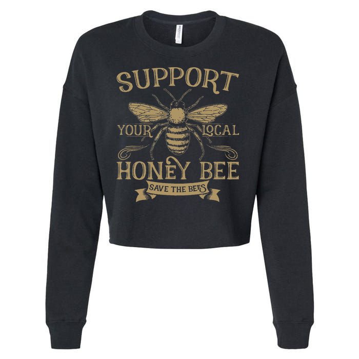 Save The Bees Local Honey Bee Support Cropped Pullover Crew