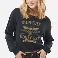 Save The Bees Local Honey Bee Support Cropped Pullover Crew