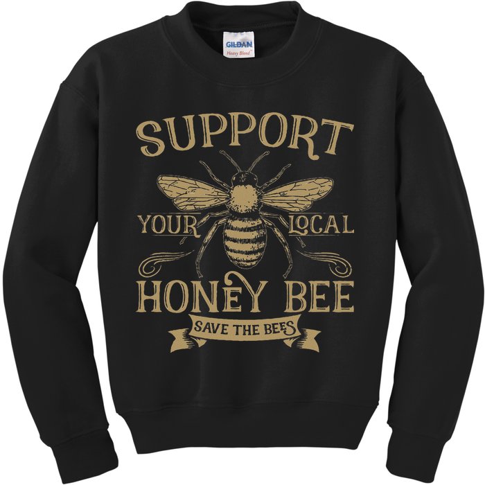 Save The Bees Local Honey Bee Support Kids Sweatshirt