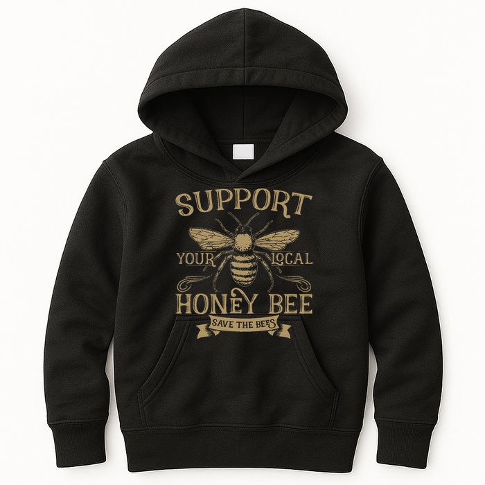 Save The Bees Local Honey Bee Support Kids Hoodie