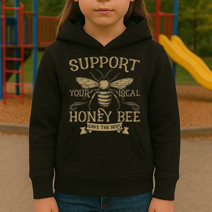 Save The Bees Local Honey Bee Support Kids Hoodie