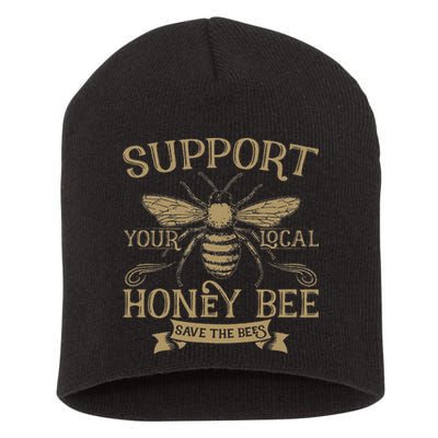 Save The Bees Local Honey Bee Support Short Acrylic Beanie