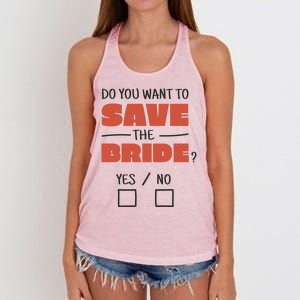 Save The Bride Funny Bachelorette Gift Women's Knotted Racerback Tank