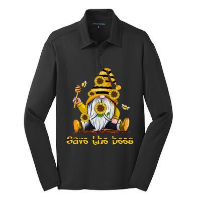 Save The Bees Gnome Gift Silk Touch Performance Long Sleeve Polo