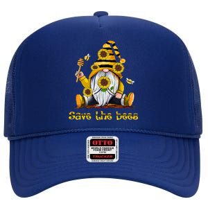 Save The Bees Gnome Gift High Crown Mesh Back Trucker Hat