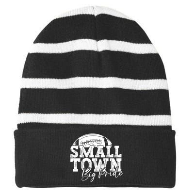 Small Town Big Pride Football Striped Beanie with Solid Band