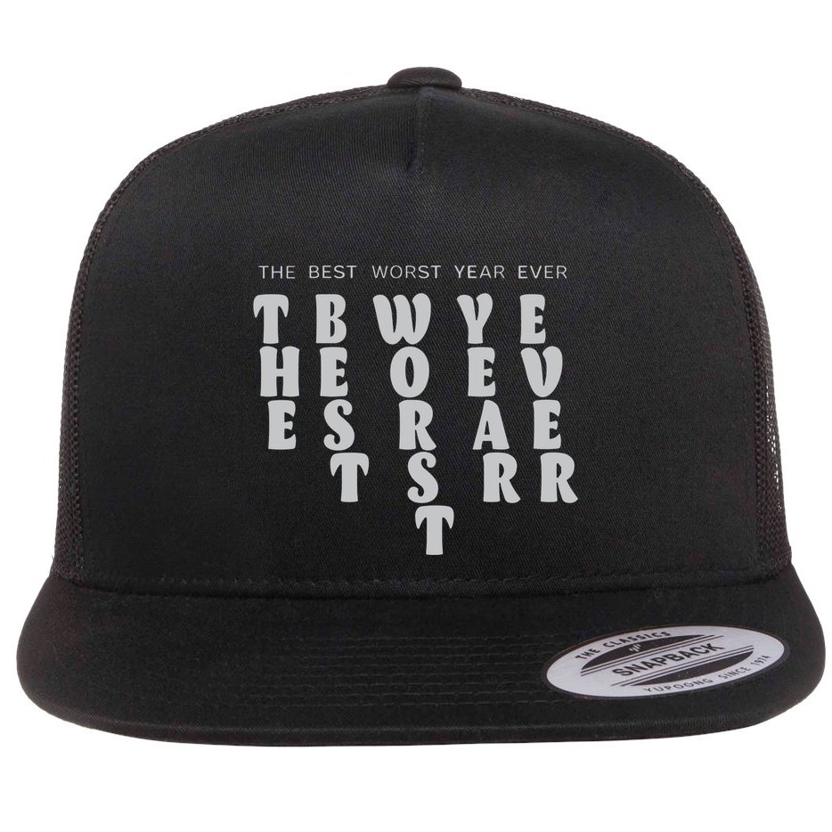 Store The Best Worst Year Ever Bubble Letter Flat Bill Trucker Hat