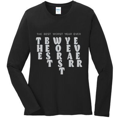 Store The Best Worst Year Ever Bubble Letter Ladies Long Sleeve Shirt