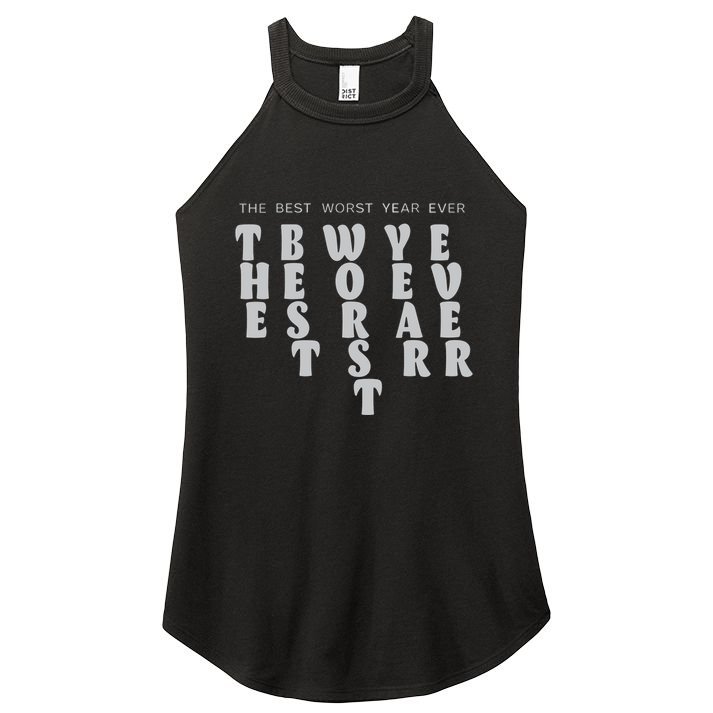 Store The Best Worst Year Ever Bubble Letter Women's Perfect Tri Rocker Tank