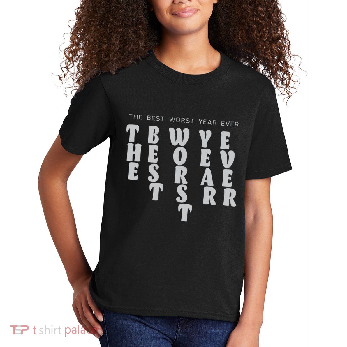 Store The Best Worst Year Ever Bubble Letter Kids T-Shirt