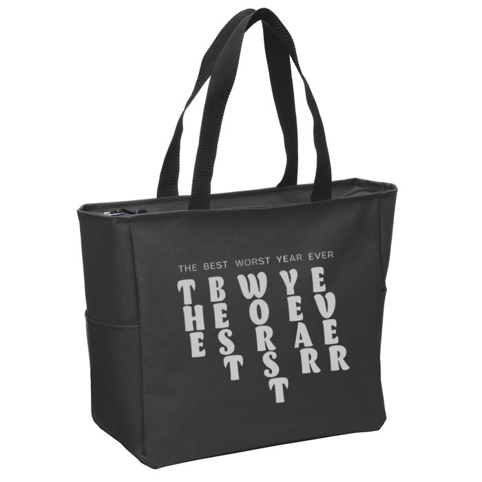 Store The Best Worst Year Ever Bubble Letter Zip Tote Bag