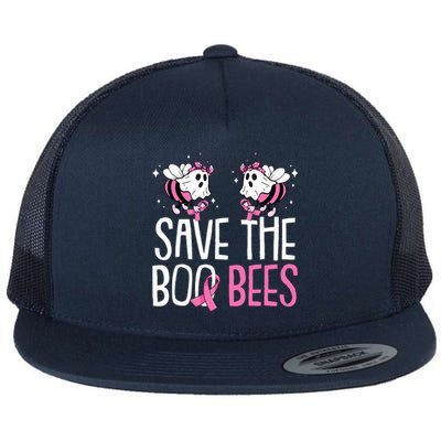 Save The Breast Cancer Awareness Boo Bees Halloween Flat Bill Trucker Hat