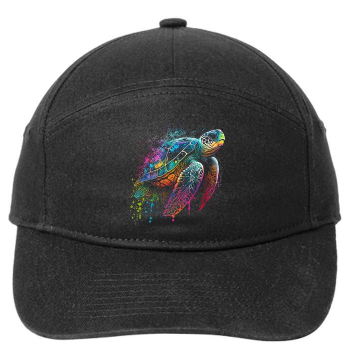 Sea Turtle Beach Lover Ocean Animal Novelty 7-Panel Snapback Hat