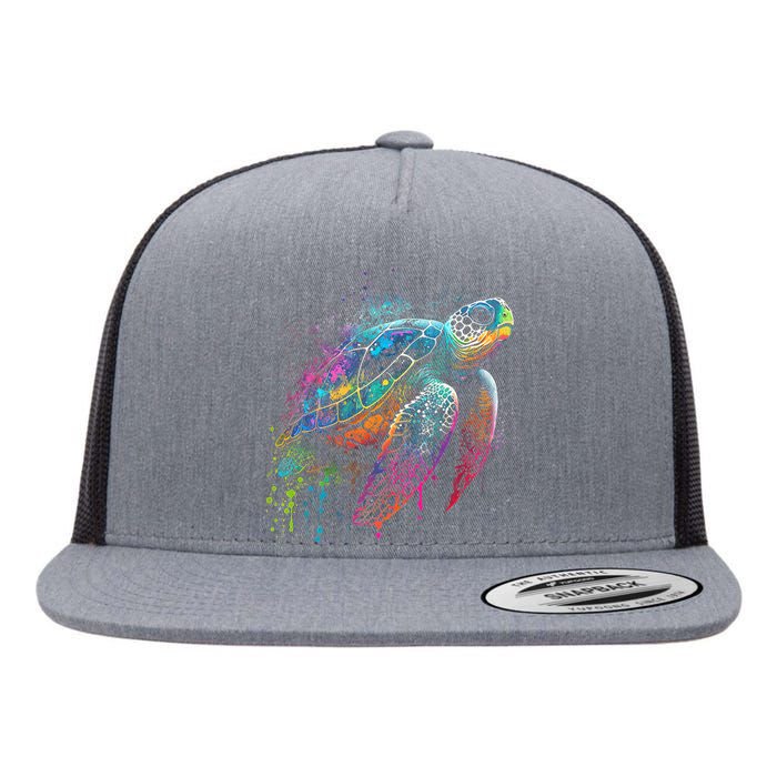 Sea Turtle Beach Lover Ocean Animal Novelty Flat Bill Trucker Hat