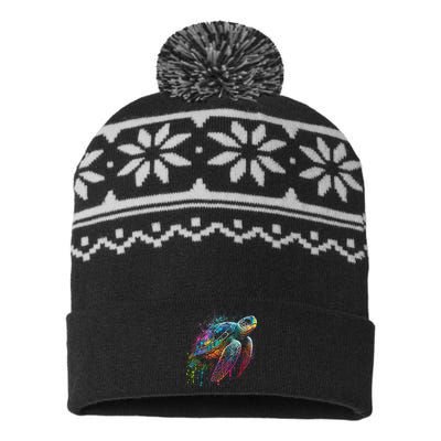 Sea Turtle Beach Lover Ocean Animal Novelty USA-Made Snowflake Beanie