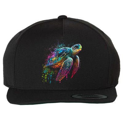 Sea Turtle Beach Lover Ocean Animal Novelty Wool Snapback Cap