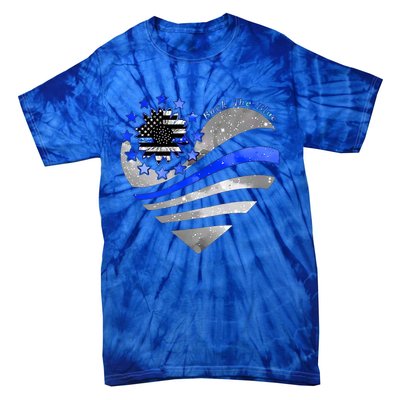 Sunflower Thin Blue Line Police Heart Back The Blue Law Enfo Cute Gift Tie-Dye T-Shirt